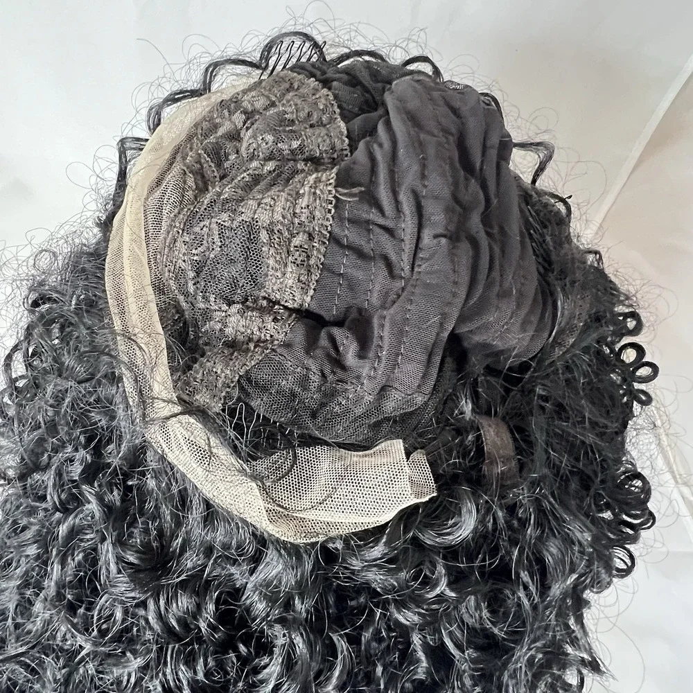 New Curly Black Lace Front Wig Shoulder Length Tight Ringlets Synthetic